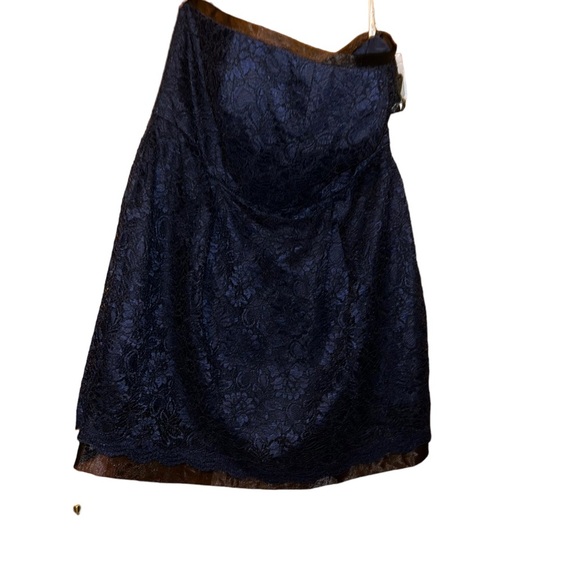 David’s bridal navy marine short strapless contrast corded lace dress size 16 - Picture 2 of 6